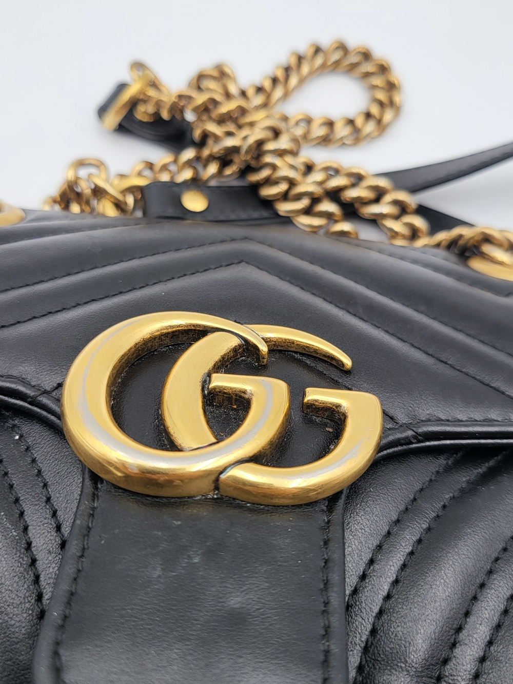 Gucci Black Matelassé GG Marmont Small Shoulder Bag with Gold Hardware - Picture 6 of 16